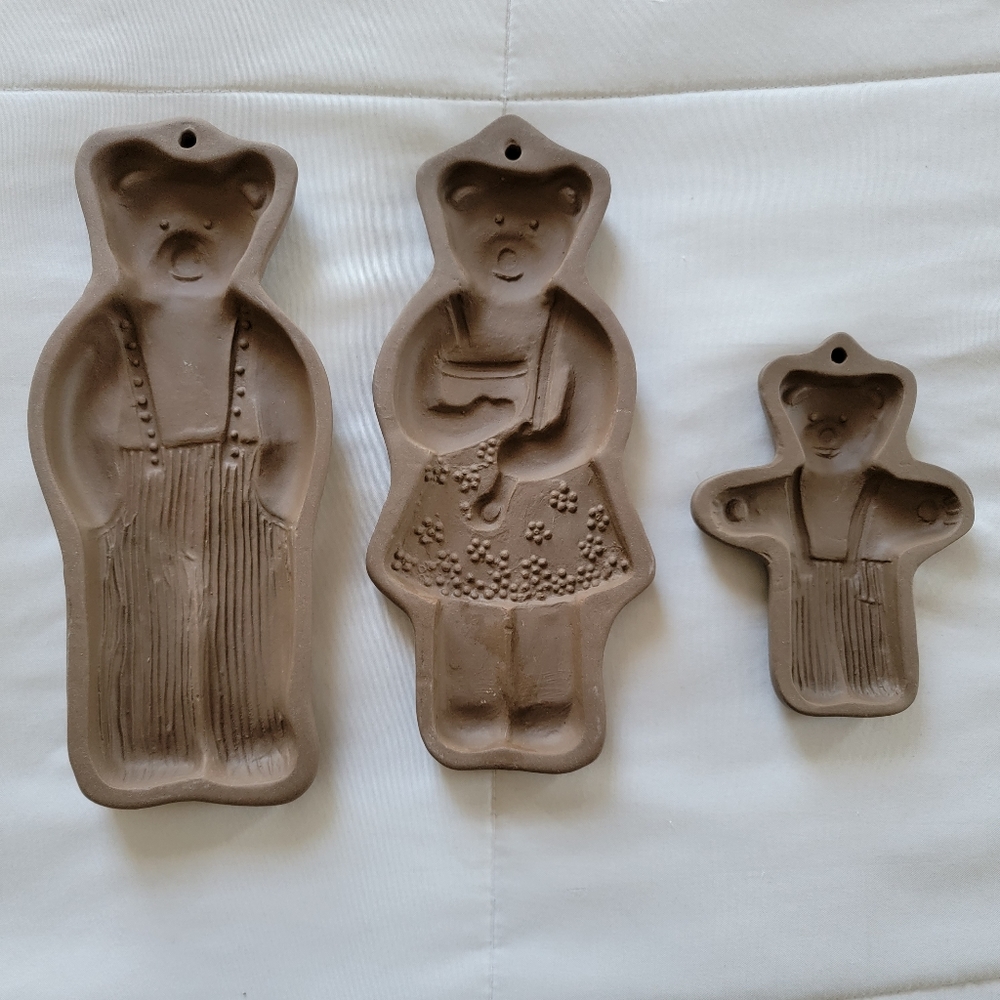 Vintage Hartstone Family of 3 Bears New Country Gear Cookie Press Molds